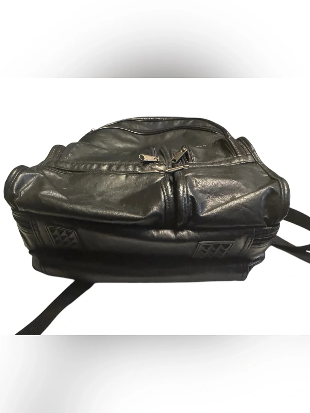 Vintage Black Unisex Vegan Leather Retro Backpack Laptop Bag